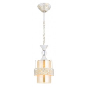 METAL and GLASS WHITE PATINE AND ANTIQUE COLOR COATED CHANDELIER 12 CM DIAMETER LOAD: 55 CM